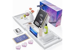 YIRILAN Premium Bathtub Tray Caddy - Expandable Bath Tray - Unique House Warming Gifts, New Home, Anniversary & Wedding Gifts for Couple, Bridal Shower Gift for Women