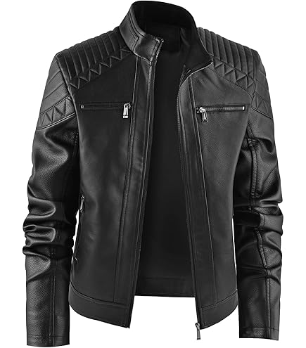Amazon.com: Caige Men's Leather Bomber Jacket Indian Pattern