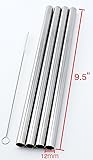 4 Stainless Steel Straws Big Straw Extra Wide 1/2" x 9.5" Long Thick FAT - CocoStraw Brand