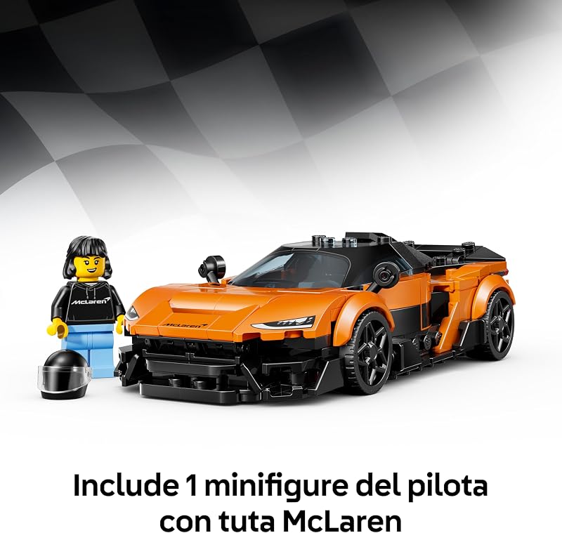Speed Champions McLaren W1 Macchina Giocattolo - Modello di Auto con Minifigure da Collezione del Pilota - Idea Regalo di Compleanno per Bambini da 9 Anni in su Fan degli Sport Motoristici 77257