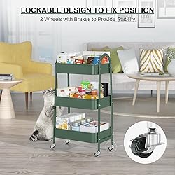 EAGMAK 3 Tier Utility Rolling Cart, Metal Storage