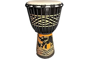 SIPSOCE Djembe Drum 8'' Hand Drum Musical Instrument African Drumk, Bongo (Black elephant)