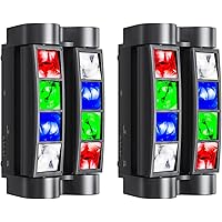 Big Dipper 2 Pack Moving Head DJ Beam Light 8x3W RGBW Disco Stage Lighting for Party, LED Moving Head Spider Strobe Light wit