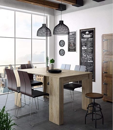 Home Innovation Tavolo Consolle Per Sala Da Pranzo E Soggiorno Rettangolare Allungabile Fino A 140 Cm Finitura Rovere Fino A 6 Persone