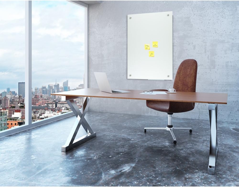 Lockways Glass Dry Erase Board – Ultra Whiteboard/White Board 36 x 24, Frameless, Clear Marker Tray, for Office, Home, School : Office Products