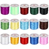 15 Rolls Elastic String for Bracelets Making,Stretchy Bracelet String Bead String Elastic Nylon Cord for Necklaces,Clay Beads,Pony Beads and Jewelry Making