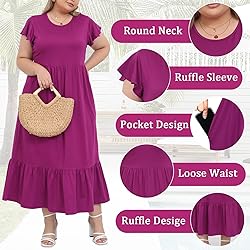 Moon Wood Women's 2025 Plus Size Casual Dress Crew