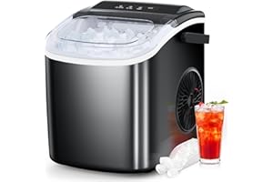 COWSAR Ice Maker Countertop, Portable Ice Machine with Self-Cleaning, 26.5lbs/24Hrs, 9 Bullet Ice Cubes in 6 Mins, Ice Basket and Scoop, Ideal for Home, Kitchen, Bar, Camping
