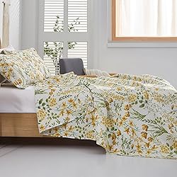 Summer Floral Quilt King Size Lightweight Yellow