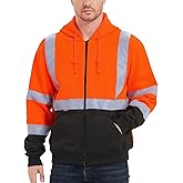 ProtectX Hi Vis Hoodie for Men Women High Visibility Safety Sweatshirt Reflective with Pockets for Construction Work Class 3