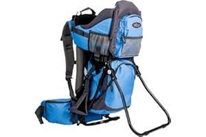 ClevrPlus Canyonero Camping Baby Backpack Hiking Kid Toddler Child Carrier with Stand and Sun Shade Visor, Blue