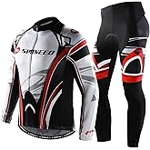 sponeed Cycling Clothes for Men Long Sleeve Mountain Bike Road Bicycle Shirt Jerseys Padded Pants Biking Outfits