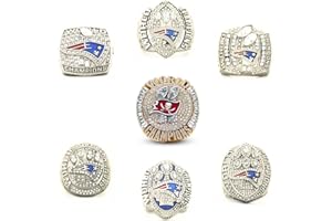 XiaKoMan 7 pcs Goat Tom Brady NE Football 6-time Championship Replica rings and 2020 TB World champions ring with wooden box