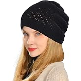 Thin Crochet Beanie Hat for Women Summer Winter Fall Mesh Slouchy Knit Hats Lightweight Crochet Caps