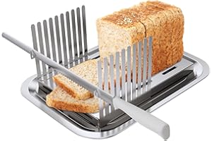 Gifhomfix Bread Slicer Stainless Steel Bread Cutter for Homemade Bread, Bread Slicer for Sourdough Rounds, Sandwich, Loaf, Bread Slicing Guide with Crumb Tray and Bread Knife