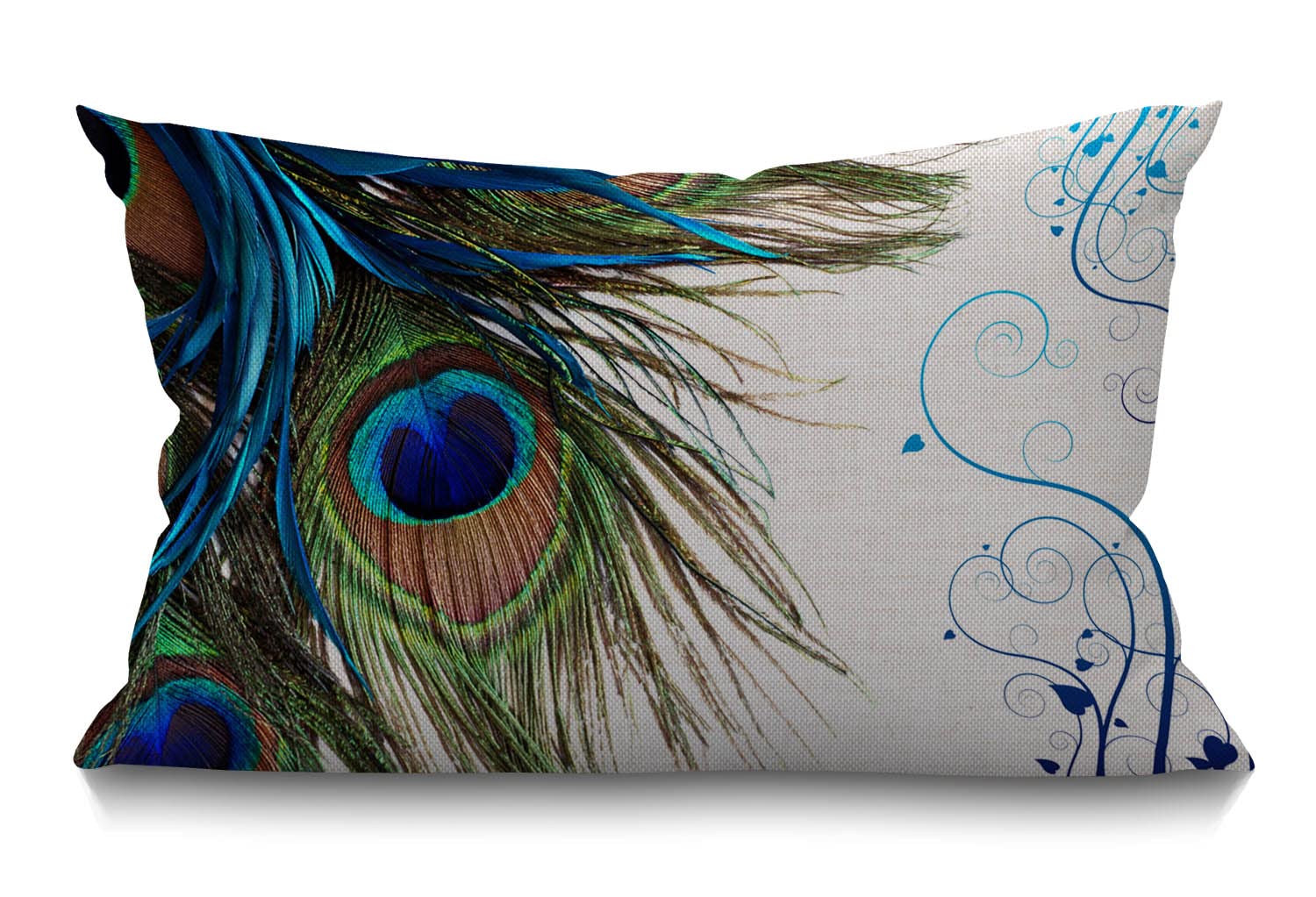 BGBDEIA Peacock Decorative Linen Cushion Covers 30 x 50 cm (12" x 20") Rectangular Throw Pillow Covers for Garden Patio Living Room Couch Sofa