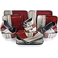 Elama 16 Piece Double Bowl Stoneware Dinnerware Set with Service for 4, Downtown Loft
