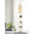 ANROYE 3-Tier Cotton Macrame Hanging Light Fixture Shelf, Boho Corner Pendant Lamp Shade Shelves, Farmhouse Ceiling Plant Hanger Indoor Decor for Women Bedroom
