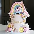 47 PCS Unicorn Cake Topper Unicorn Rainbow Cake Decorations with Rainbow Butterflies Unicorn Balls Happy Birthday Cake Decorations for Boys Girls Kids Birthday (Style 2)