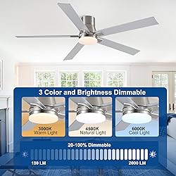 60 Inch Ceiling Fans with Lights and Remote,Flush