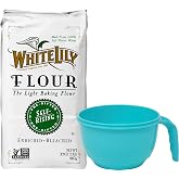White Lily Self-Rising Flour, 32 oz (Pack of 1) with Mixing Bowl | Southern Baking, Homemade Biscuits, Pancakes, Muffins, Waffles, Cakes, Pastries, Quick Breads