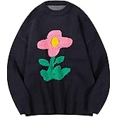 Yimoon Men Oversized Sweater Graphic Cable Knit Jumper Cute Unisex Crewneck Pullover