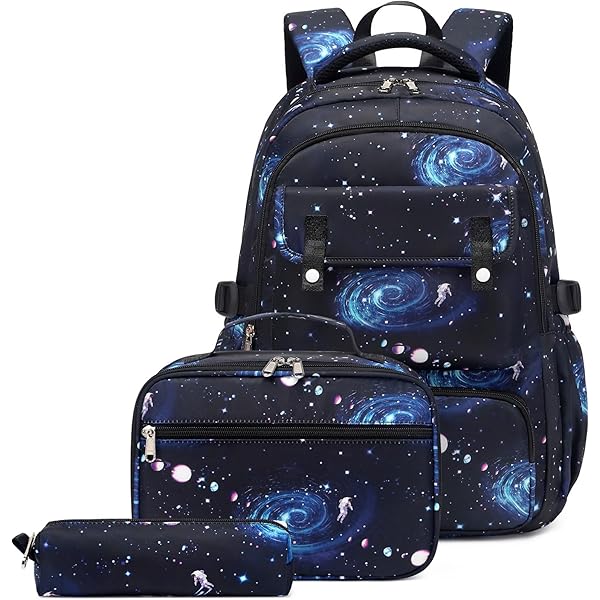 Kids School Backpack Set With Lunch Bag & Pencil Case - Cat Blue Bookbag For Elementary Students - View #2