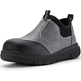 FitVille Extra Wide Men's Slip on Composite Toe Shoes Safety Toe Work Shoes for Men Puncture Proof
