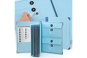 YOPCDJ Folio Folders with Pockets, Document Organizer Folio, in Case I Go Missing Binder, Pocket Accordion Storage Binders, Birth Certificates, Estate Planning, Anti-Lost Binders, (Blue 1pcs)