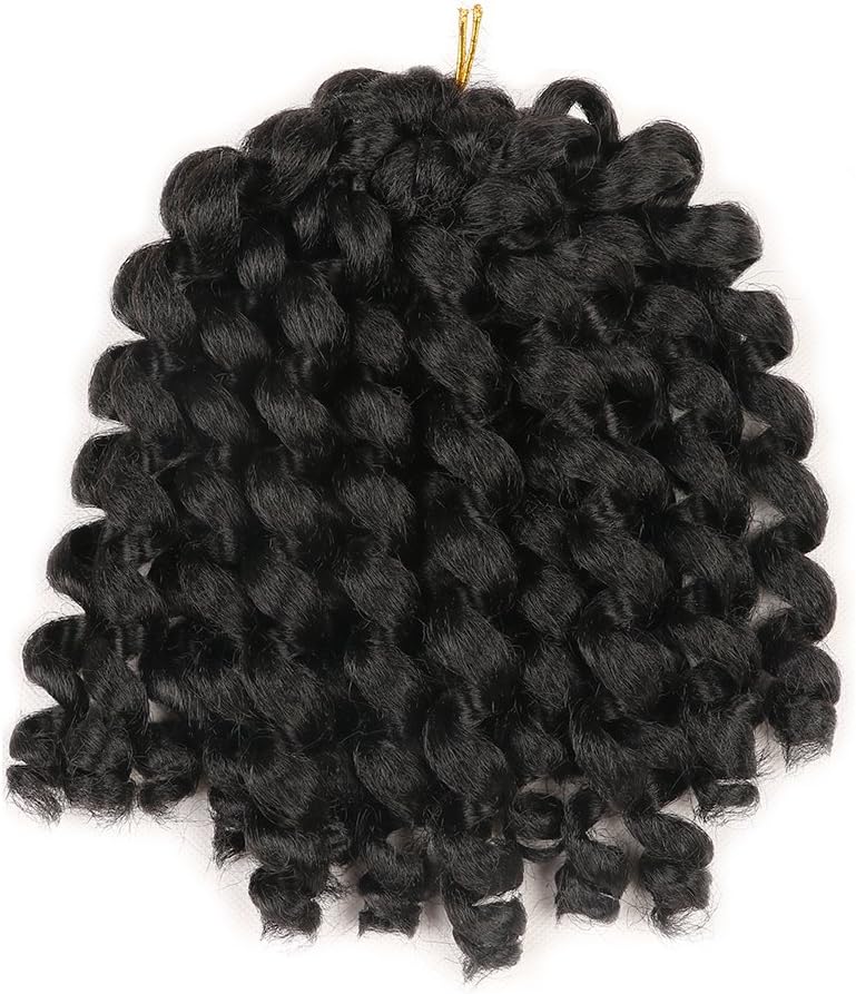 Xtrend 5 Packs/Lot Wand Curl jamaican bounce Twist Braids Hair Crochet Braids Curly Hair Extension 8inch Synthetic Hair Weave for Women 20strands/pack (8Inch,1B#) - Image 3