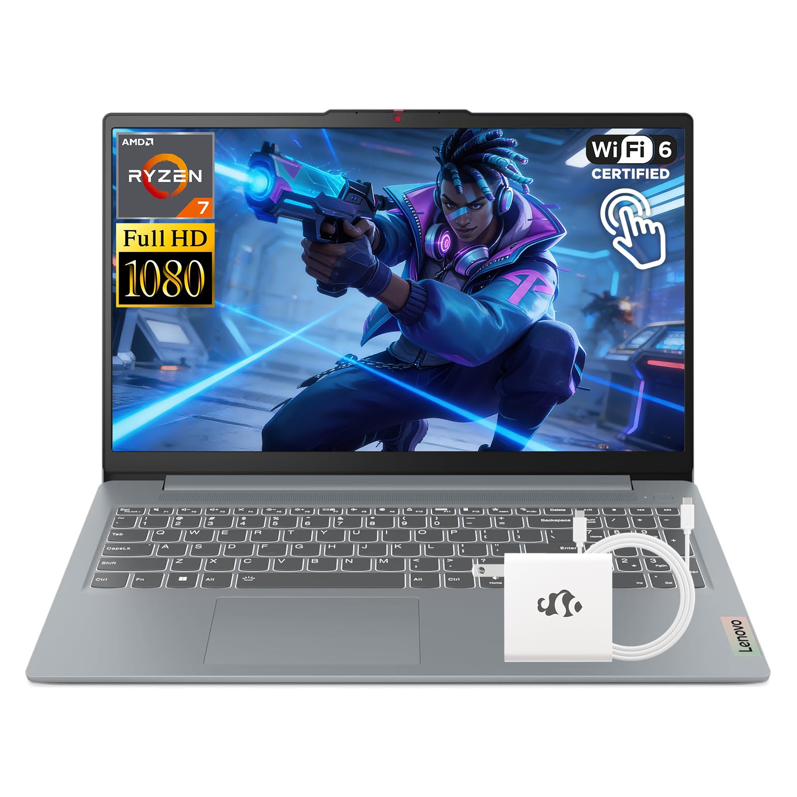 Lenovo IdeaPad Slim 3 Touchscreen Laptop, 8 Cores AMD Ryzen 7 5825U(Up to 4.50 GHz) 16GB RAM 1TB SSD, AMD Radeon Graphics 15.6" FHD WiFi 6 Win11 W/Accessory, Computer for Business and Professional Image