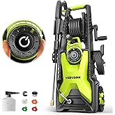 5000 Max Adjustable PSI Pressure Washer, 2 Max GPM Power Washer with 33 FT Hose Reel, Steel Wand, 500ml Foam Cannon, 4-Nozzle Set, Electric Pressure Washer for Cars, Fences, Patios