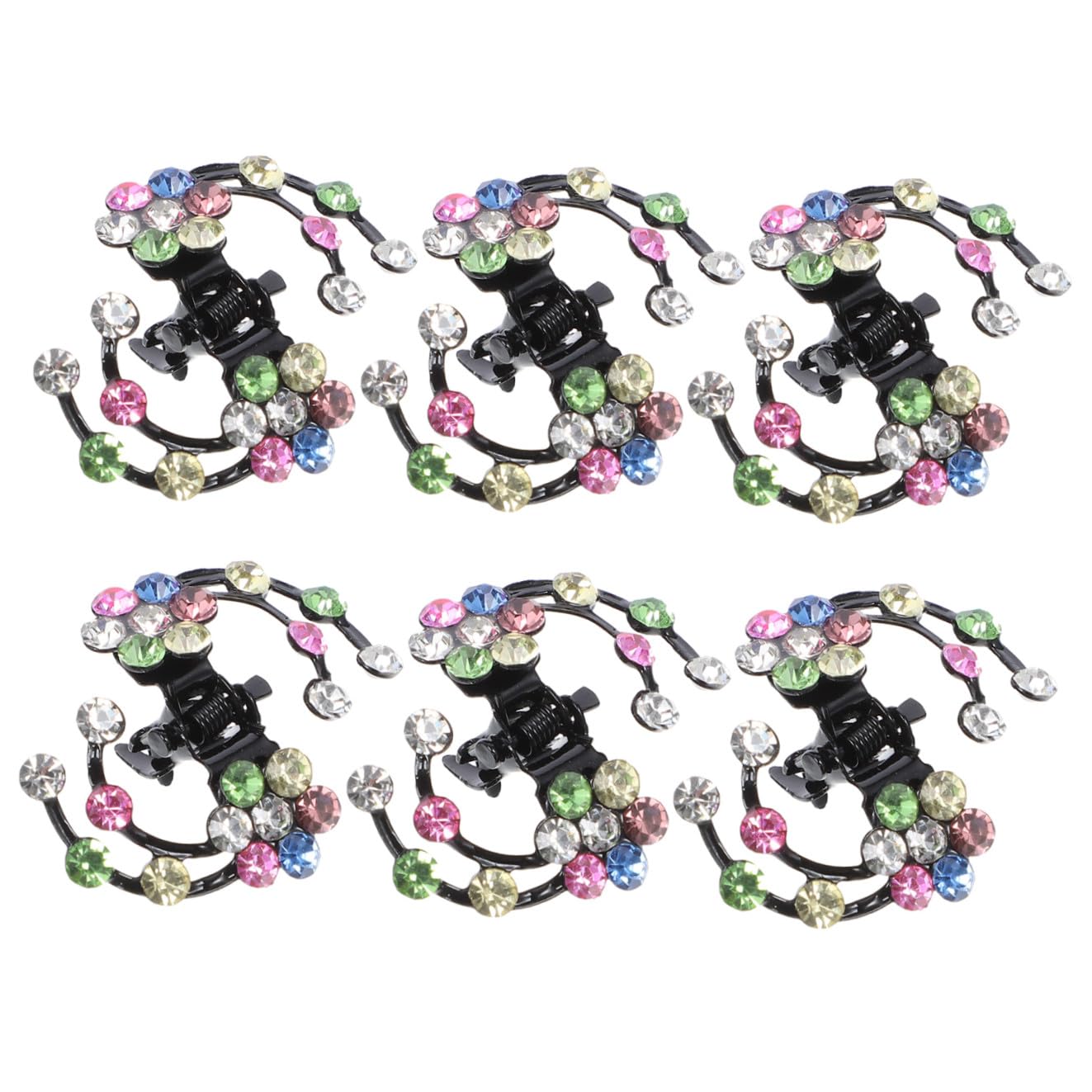 KALLORY Rhinestone Flower Hair Clips 6pcs Mini Hair Clips Crystal Flower Jaw Clip Plum Hair Clamps Bridal Hair Accessories for Women Girls -