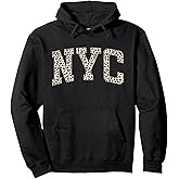 New York Hoodie Women Men | Leopard Print NYC Sweatshirt Pullover Hoodie