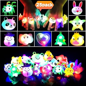 Amazon Leehur 光る指輪 Ledリングおもちゃ 25点豪華セット フラッシュリング ピカピカ ハロウィン クリスマス パーティーグッズ 子供景品 お祭り 花火大会 子供会 縁日おもちゃ 誕生日プレゼント ネックレス おもちゃ