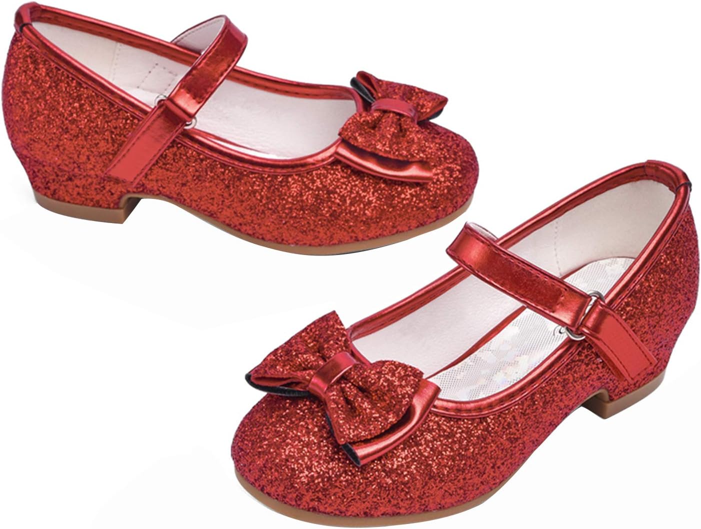 StelleGirls Toddler Dress Shoes Flower Princess Shoes Glitter Mary Jane Low Heels for Party Wedding (Little/Big Kid)