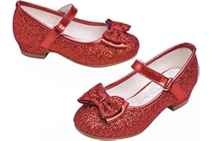 Stelle Girls Dress Shoes Glitter Princess Shoe Flower Mary Jane Low Heels Party Wedding Prom Footwear for Toddler Kids