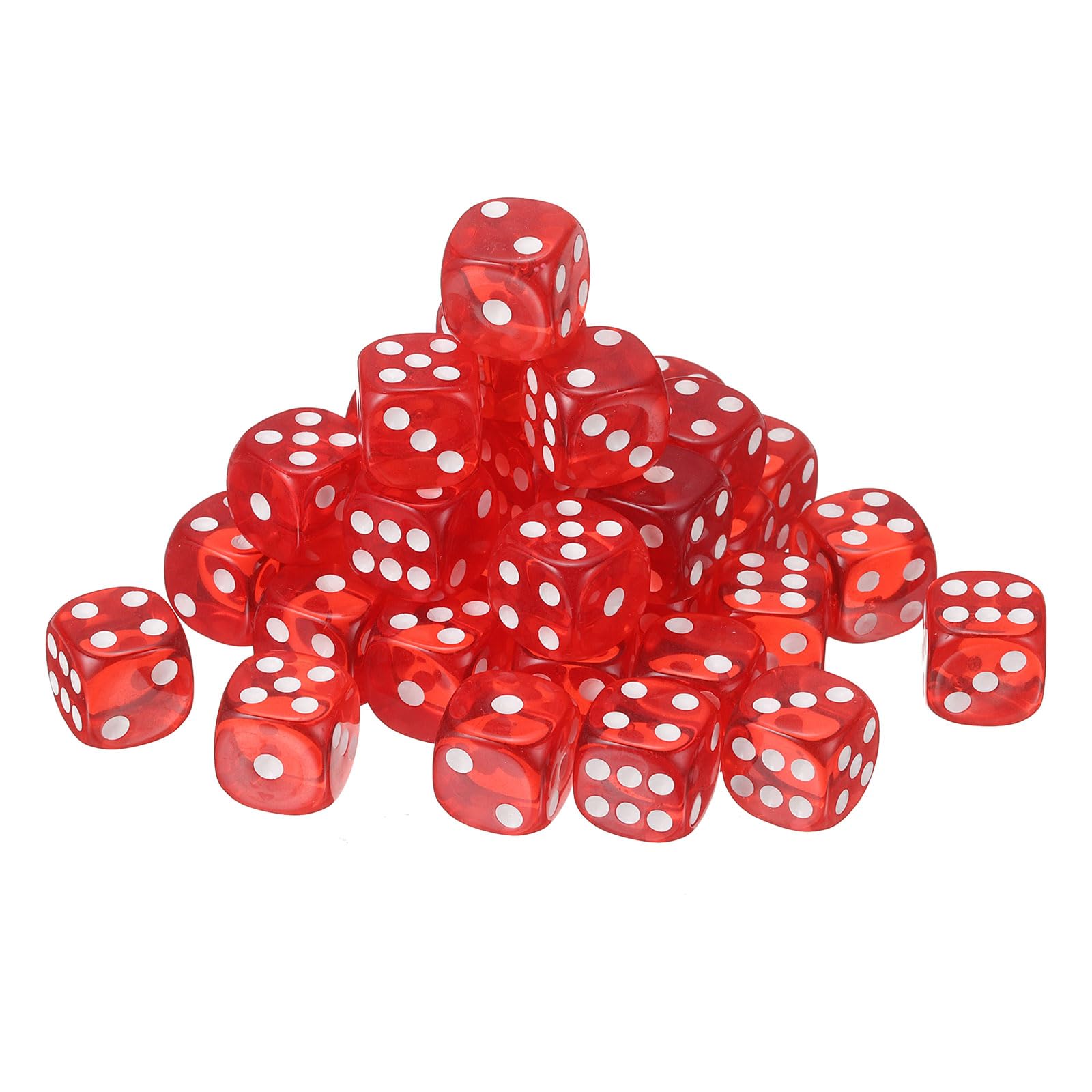 sourcing map 36Pcs 6 Sided Acrylic Dice, 16mm/0.63" Rounded Corner Translucent Colored D6 Game Dice for Theme Party Fun Table Board Games, Red
