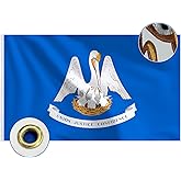 Bradford Embroidered Louisiana State Flag 3x5 feet Outdoor, Heavy Duty LA Louisiana Flags State of Louisiana Flag with 2 Brass Grommets for Outsides Long Time Use
