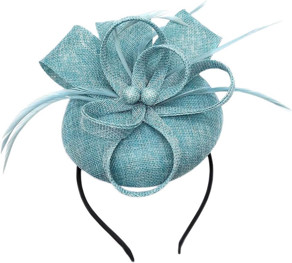 BiruilWomen's Fascinator Hat Fake Sinamay Feather Tea Party Pillbox Flower Derby Church Hat