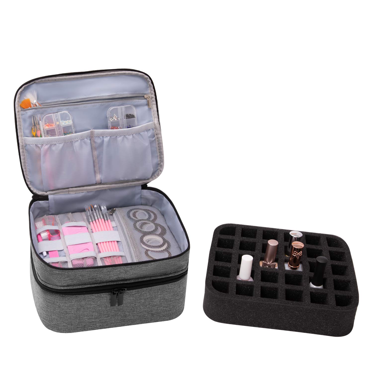 AFUOWER Nail Polish Organizer Bag with Handles Travel Case