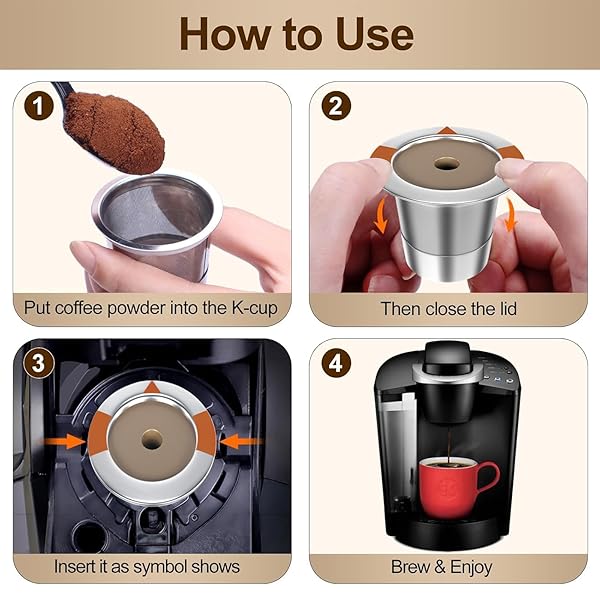 FAQQMCVY REUSABLE K CUPS COFFEE FILTERS FOR KEURIG: STAINLESS STEEL K CUPS COFFEE PODS COMPATIBLE 1.0 & 2.0 COFFEE MAKERS MACHINE (2PACK)