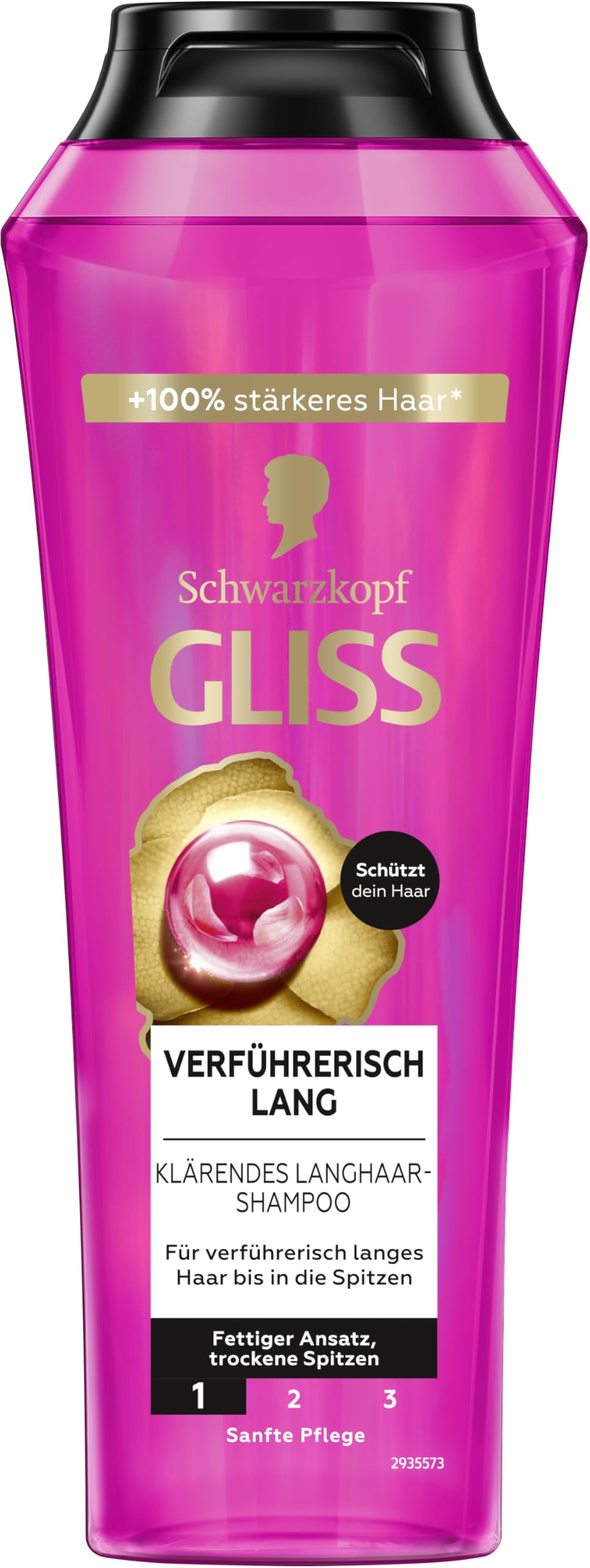 Gliss Kur Seductive long shampoo (250 ml), hair shampoo repairs damaged hair lengths, care shampoo nourishes dry ends and frees from greasy roots