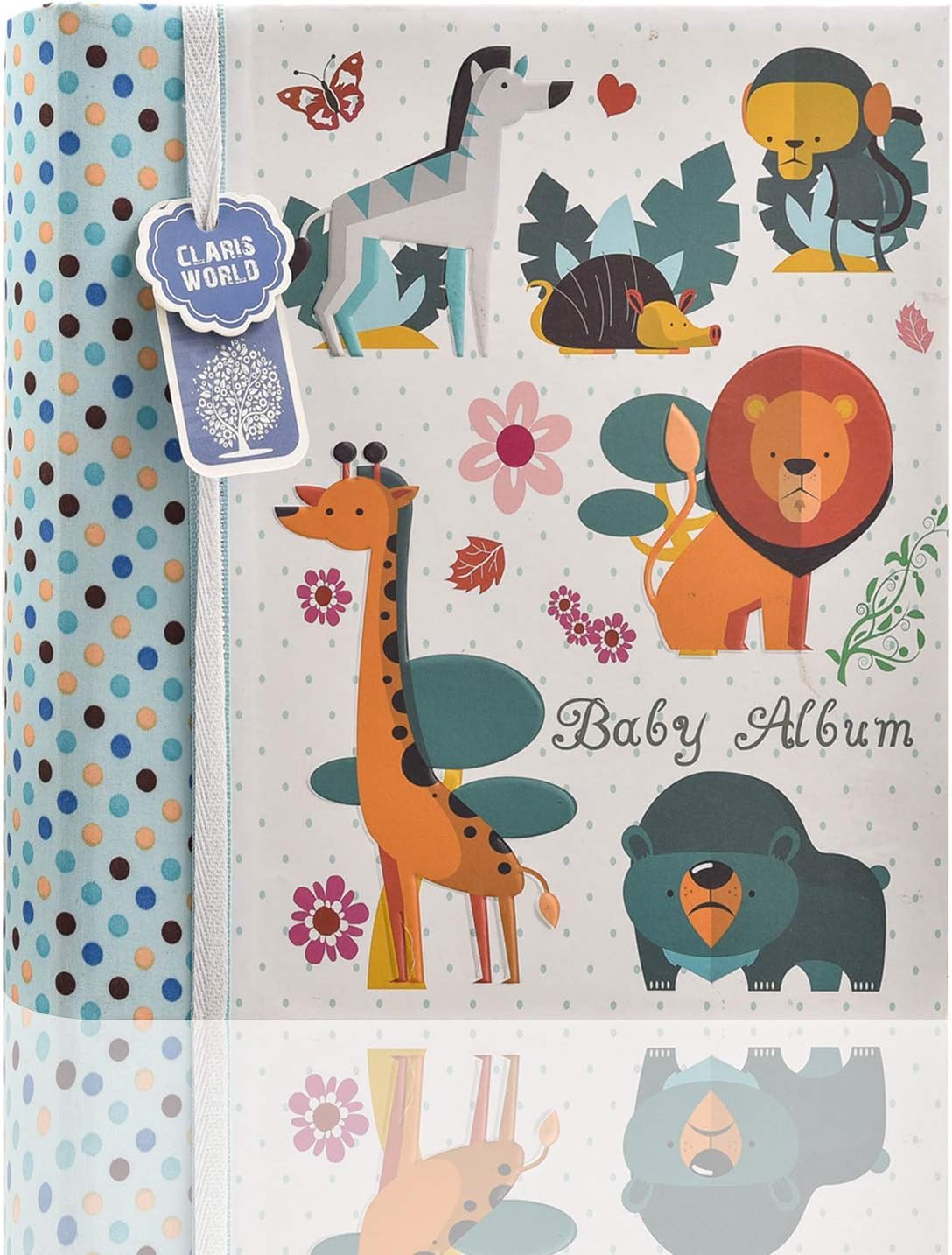 ARPAN Baby Boy Blue Slip In Memo Photo Album 4x6 200 Photos, Jungle Animals Design, Baby Photo Album with Index Pages & CD/DVD Pocket