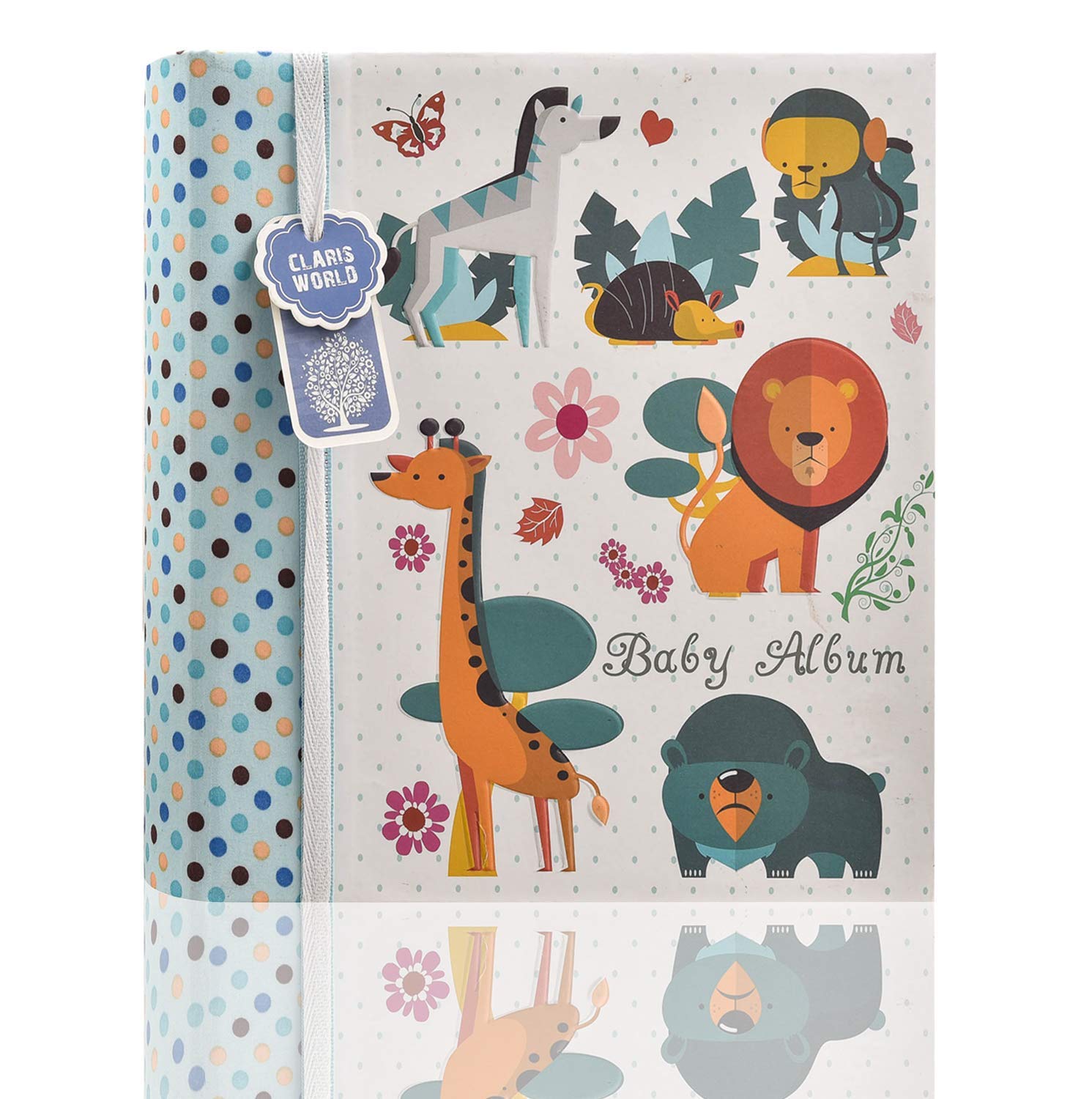 ARPAN Baby Boy Blue Slip In Memo Photo Album 4x6 200 Photos, Jungle Animals Design, Baby Photo Album with Index Pages & CD/DVD Pocket