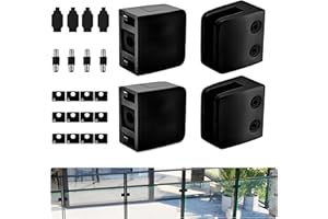 Glass Clamp - 4PCS,for 1/3" to 1/2" Tempered Glass,Stainless Steel 304 Flat Back Square Casting- Black for Indoor/Outdoor Balustrade, Stair Handrail (LIUCHONGYANG99)