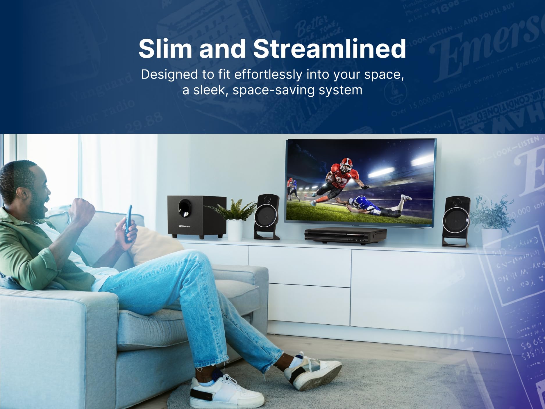 Emerson ED-8050 2.1 Channel Home Theater DVD Player and Surround Sound System with Subwoofer, HDMI Output, USB Playback, and Dual Speakers – Ideal for Immersive Movie and Music Experience