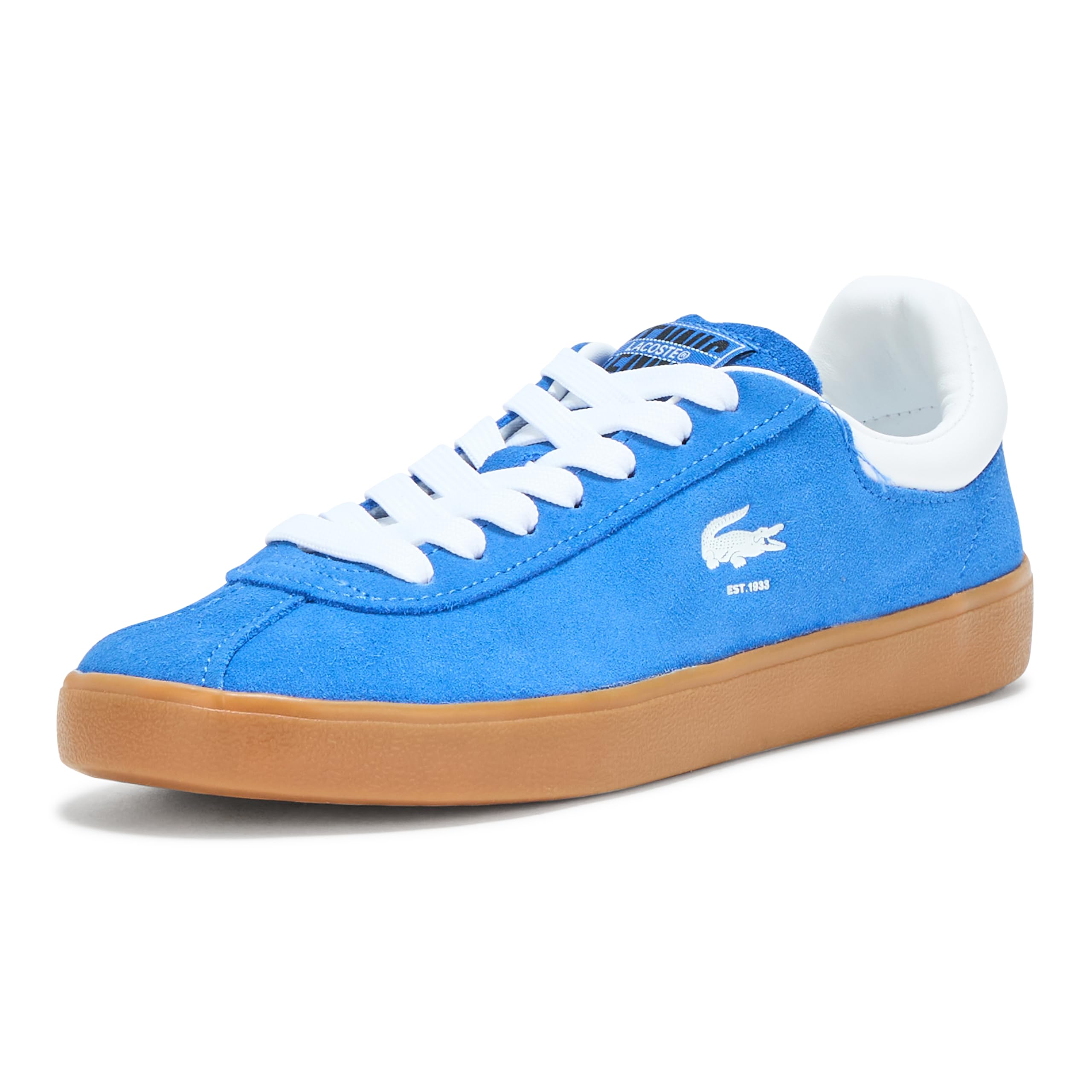 Lacoste Womens Baseshot Sneaker, BLU/Gum, 10