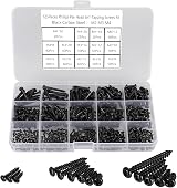 FandWay 625Pcs Self-Tapping Screws Set M2/M3/M4 Black Phillips Pan Head