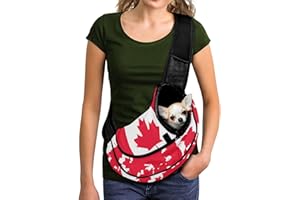 COEQINE Dog Purse Carrier for Small Dog Cute Canada Flag Printed Puppy Carry Crossbody Bag wih Locking Safety Zipper Hands Fr